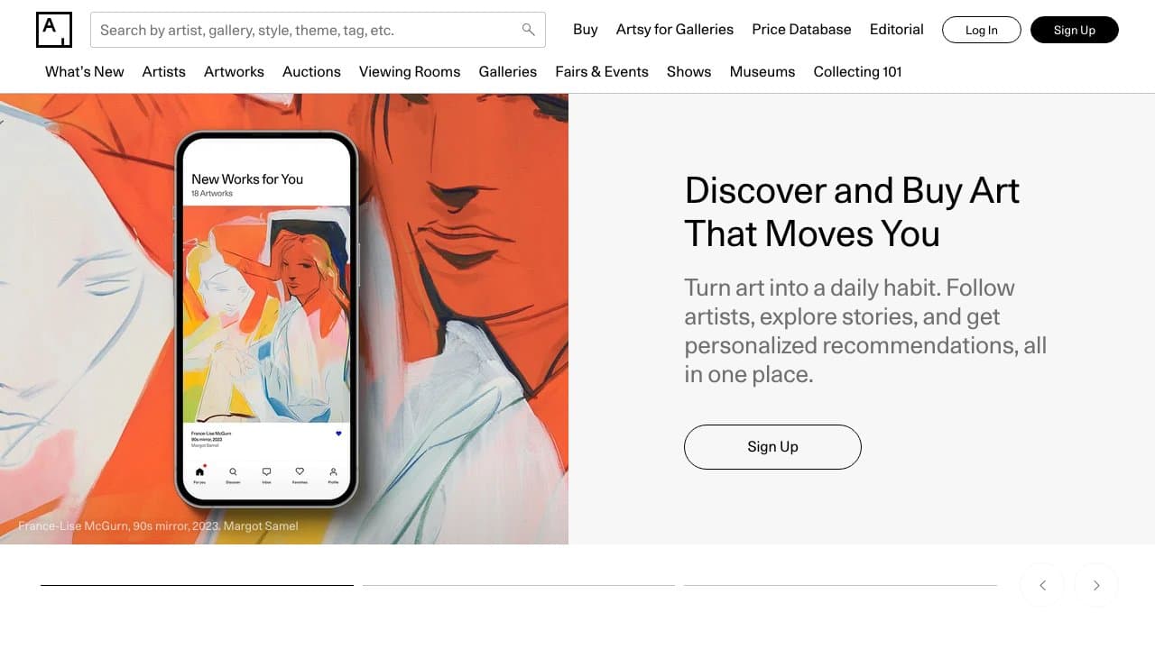 Screenshot of Artsy