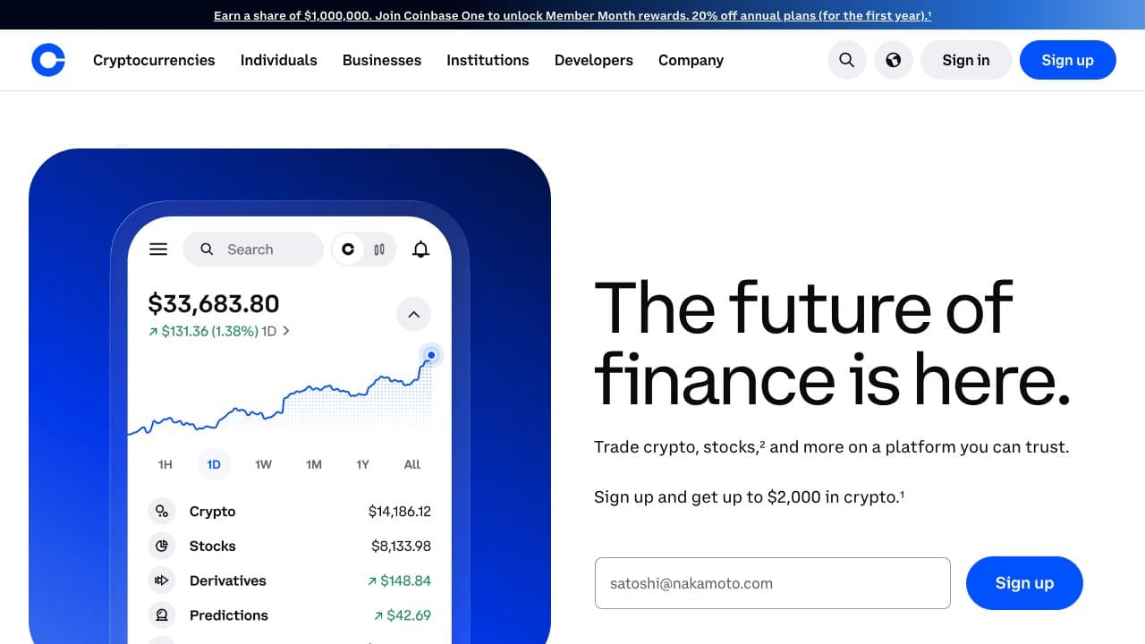 Screenshot of Coinbase
