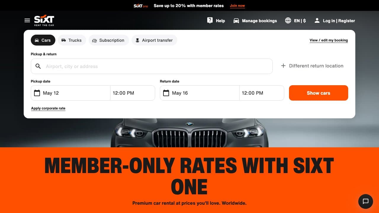 Screenshot of SIXT