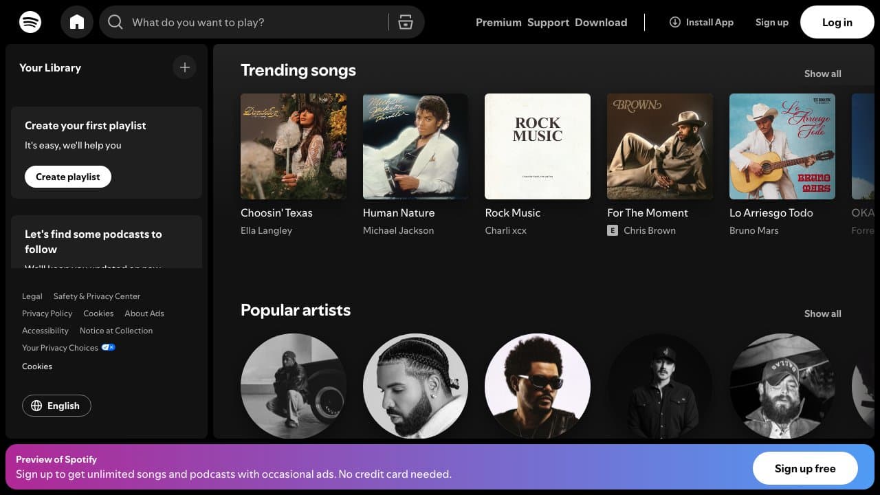 Screenshot of Spotify
