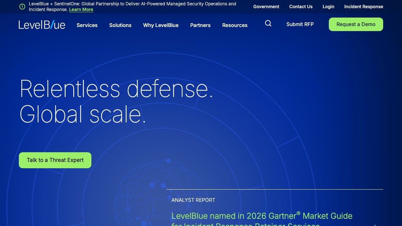 Screenshot of LevelBlue