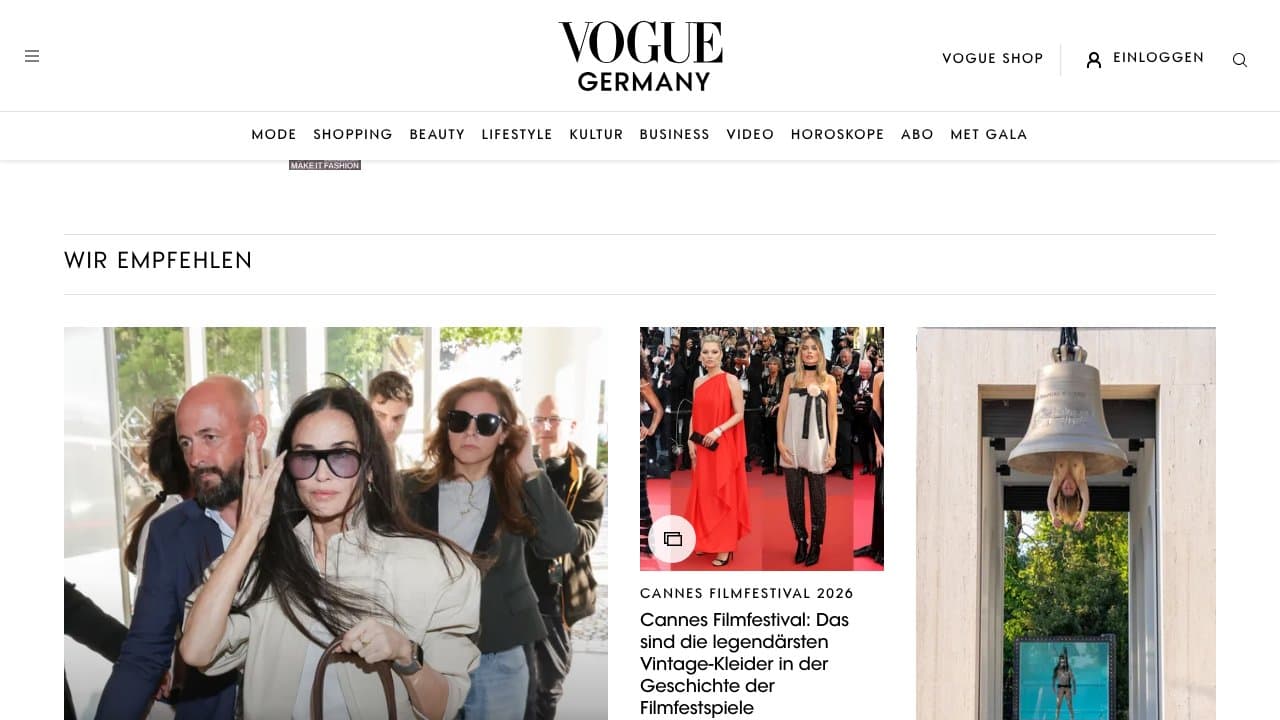Screenshot of Vogue