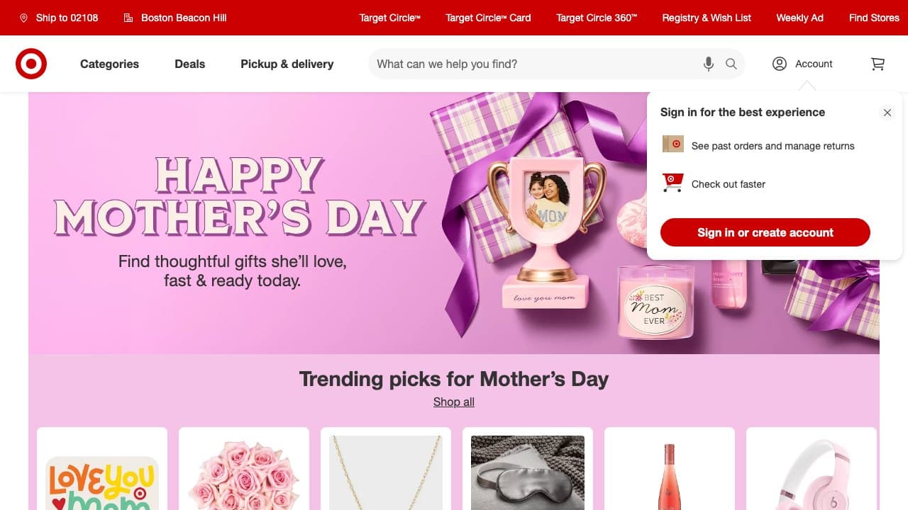 Screenshot of Target
